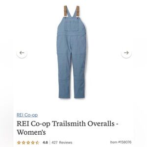 REI Trailsmith Overalls Washed Blue NWOT